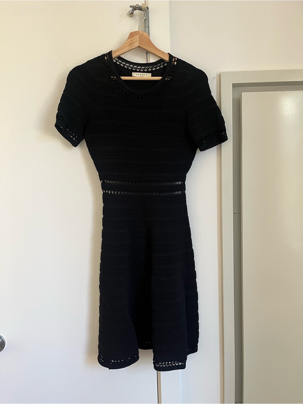 Sandro Black Short Sleeve Knit Dress